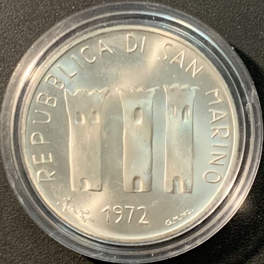 紫瑗钱币——微拍第104期 圣马力诺 1972年 母亲与儿童 500里拉 11克 0.835银 UNC