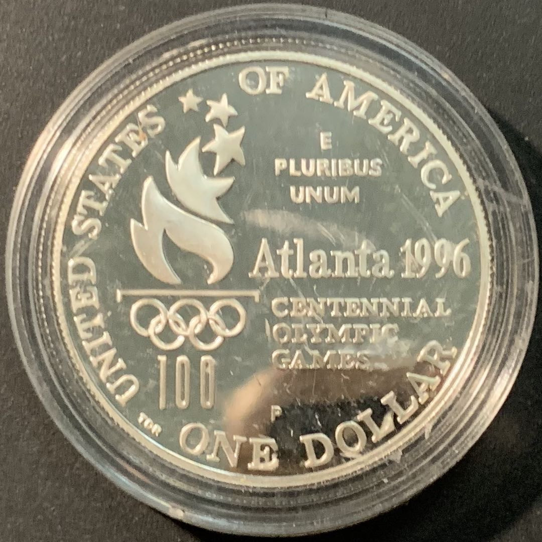 紫瑗钱币——微拍第104期 美国 1996年 亚特兰大奥运会 网球  1元  26.73克 0.9银 精制