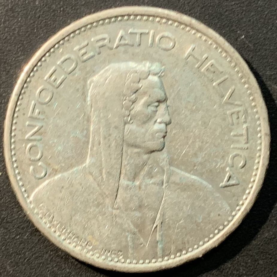 紫瑗钱币——微拍第104期 瑞士 1932年 威廉·泰尔 5法郎 15克 0.835银 