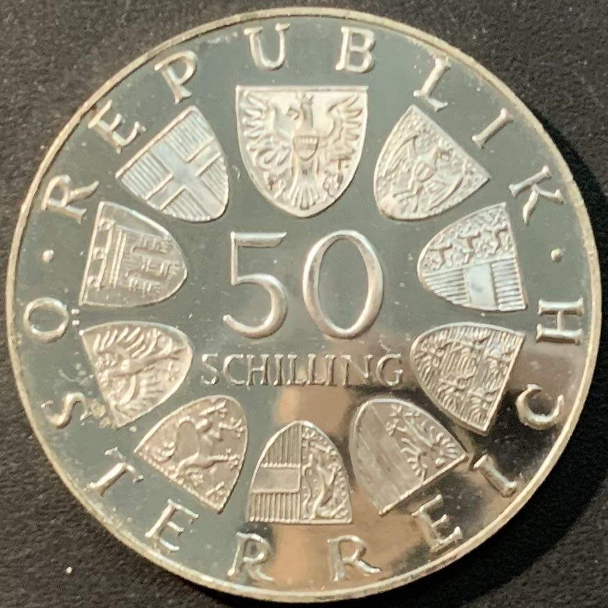 紫瑗钱币——微拍第104期 奥地利 1972年 萨尔兹堡大学350周年 50先令 20克 0.9银 精制