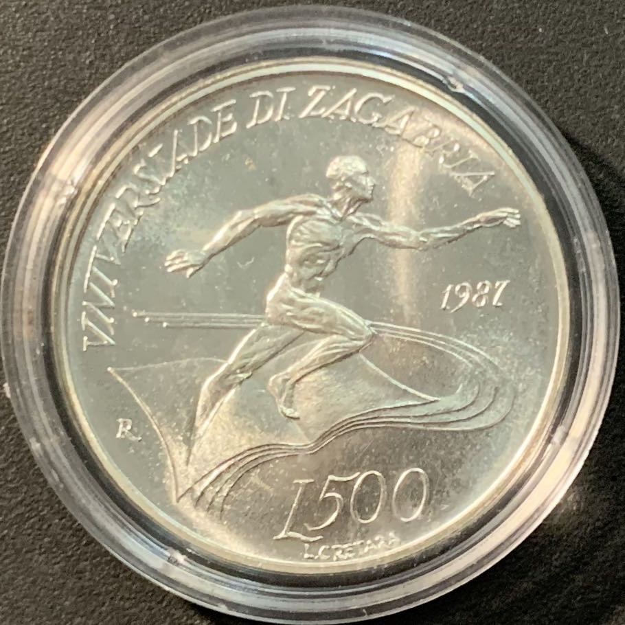 紫瑗钱币——微拍第104期 圣马力诺 1987年 萨格勒布运动会 500里拉 11克 0.835银 UNC