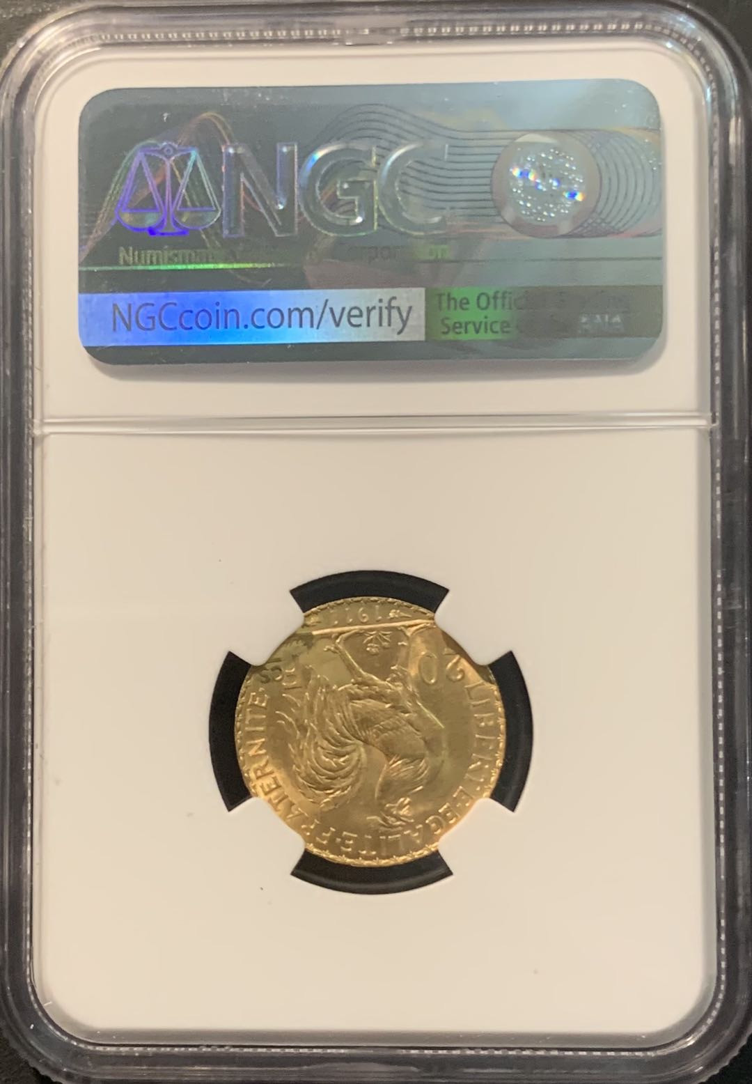 紫瑗钱币——微拍第104期 法国 1911年 公鸡 20法郎 6.45克 0.9金 NGC MS64