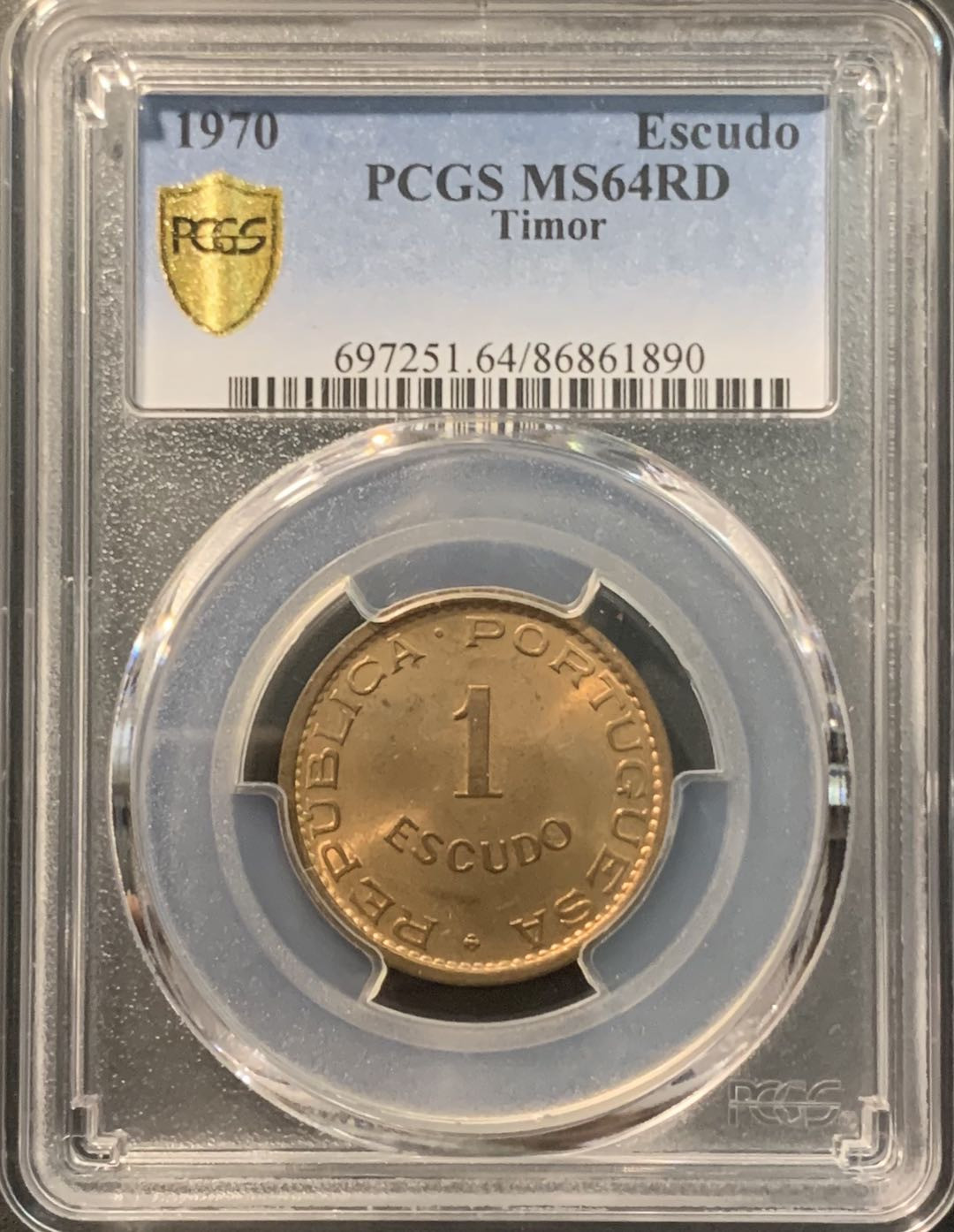 紫瑗钱币——微拍第104期 东帝汶 1970年 1埃斯库多 PCGS MS64 RD