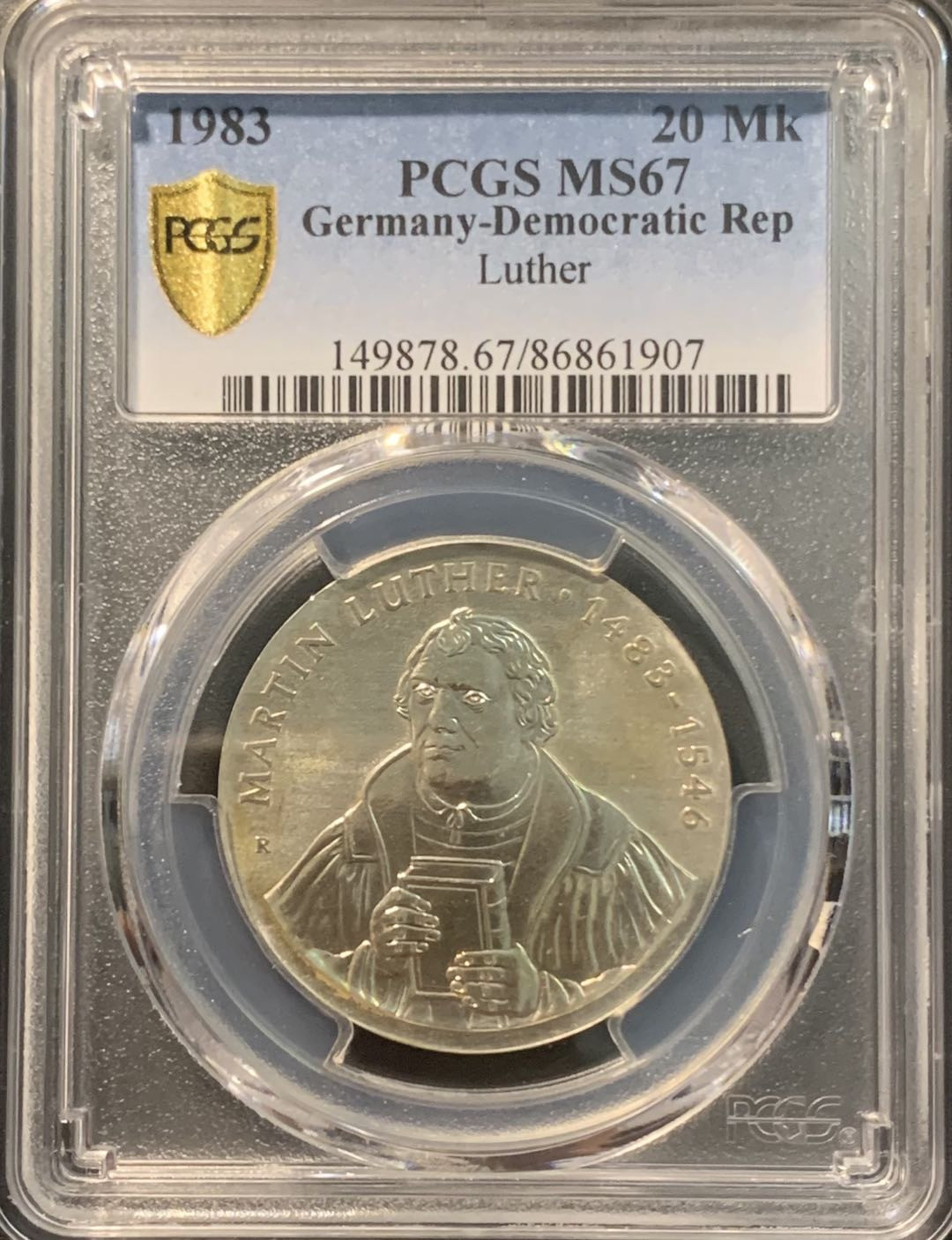 紫瑗钱币——微拍第104期 东德 1983年 路德诞辰500周年 20马克 PCGS MS67