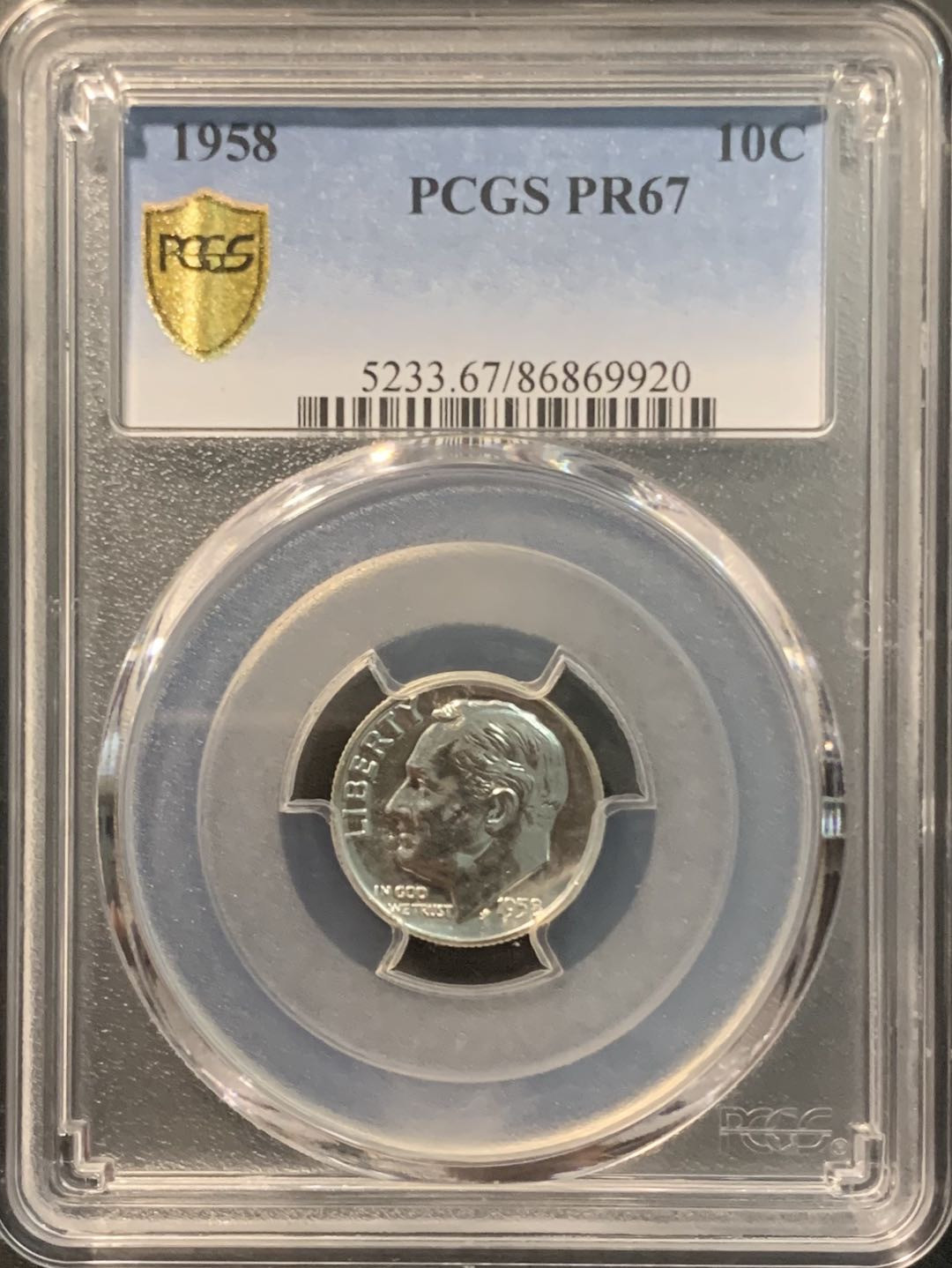 紫瑗钱币——微拍第104期 美国 1958年 罗斯福 10美分 精制 PCGS PR67