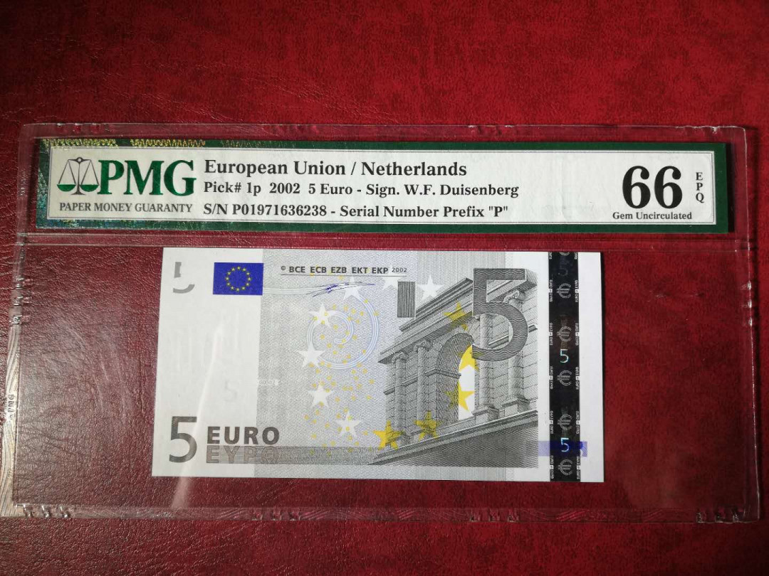 【源晟文化】世界纸币精选拍卖.第1期-- 荷兰 欧盟 5欧元 PMG66  EPQ 2002年 P-1p