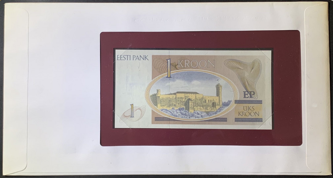 紫瑗钱币——微拍第105期—纸币场 爱沙尼亚 1991年 劳德 1克朗 富兰克林装 UNC （P-69a)