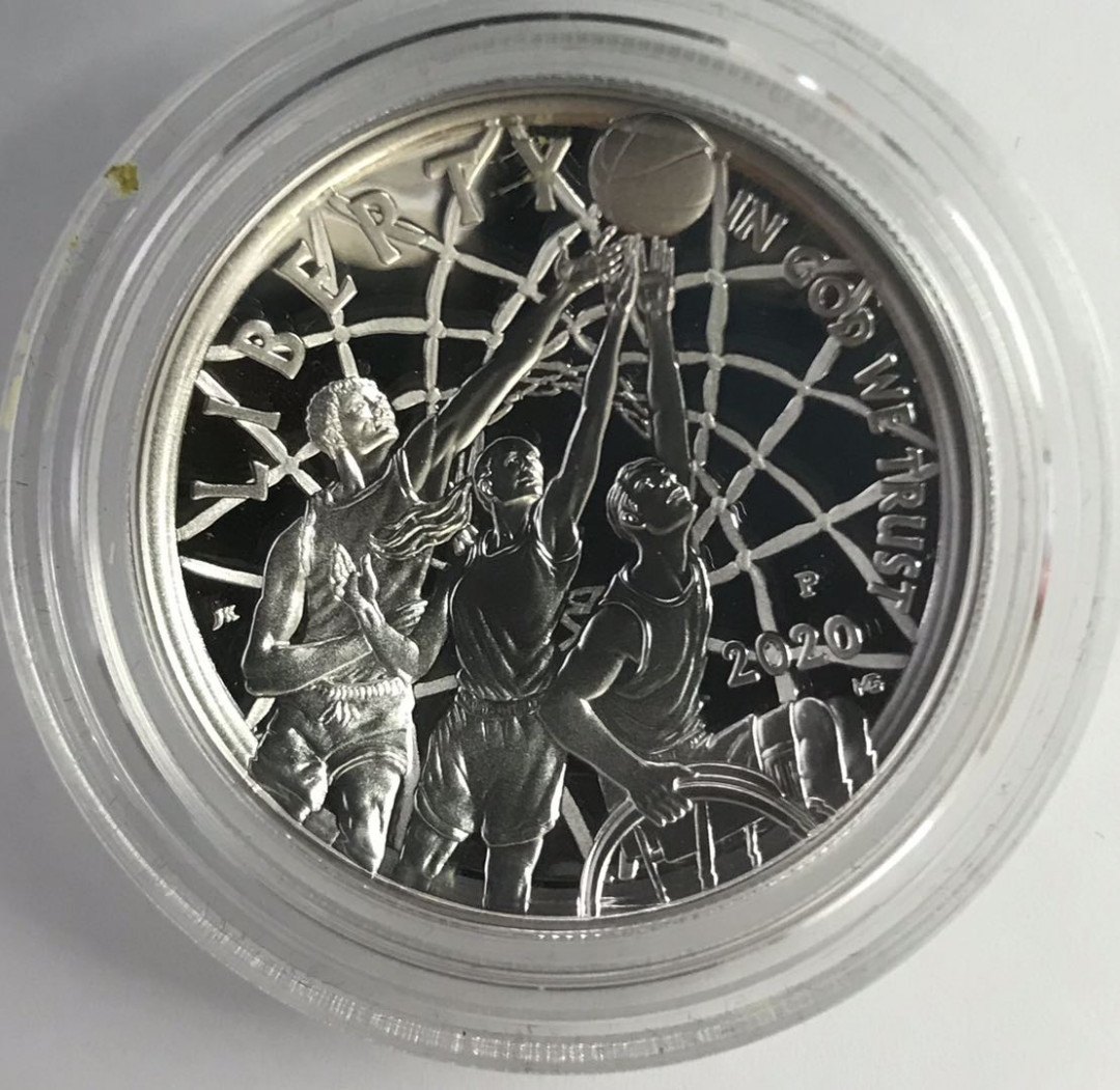 【随心拍&Getcoins】钱币拍卖第六十八期～ 2020年美国篮球名人堂 曲面弧形精制银币 篮球名人堂银币