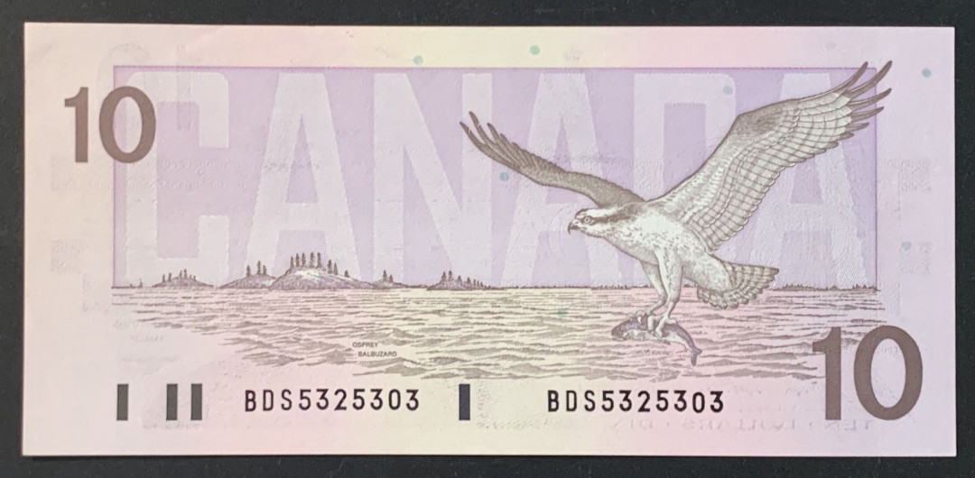 紫瑗钱币——微拍第105期—纸币场 加拿大 1989年 约翰麦克唐纳爵士 10元 UNC （P-96b)