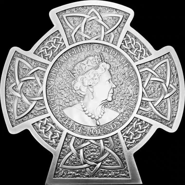 【币观天下】第123场钱币拍卖～ 马恩岛2019年国王玛纳诺麦克列十字勋章型纪念银币