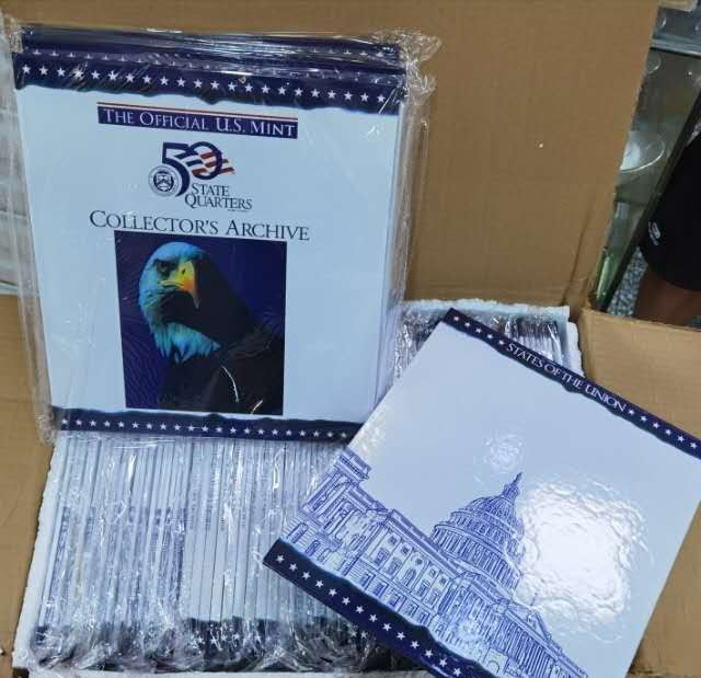 北京马甸外币专卖微拍第二十四期，非贵金属纪念币，流通币专场，陆续上新，欢迎关注 美国25美分五十洲纪念币精装册。品相如图