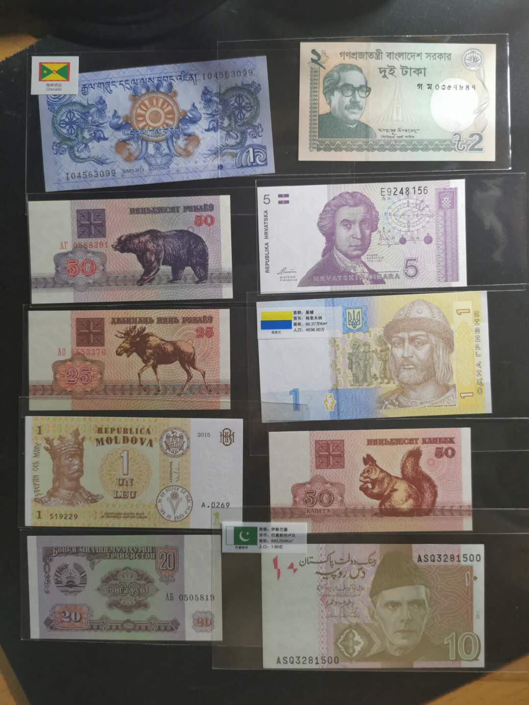 【鲸贝乐淘】千字文·第“守真志满，逐物意移”号拍卖·CICE钱币博览会专场 【40张各国外币】全新全品UNC, 40张一起拍出