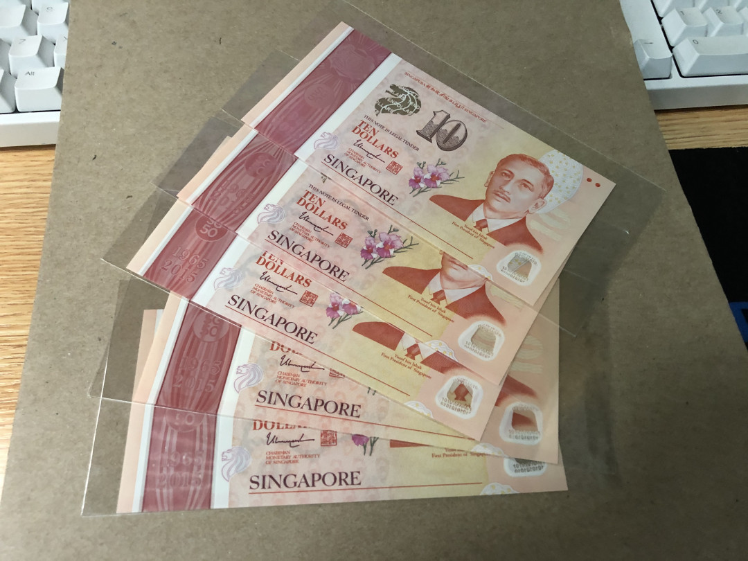 【Blue Auction】世界纸币精拍第23期—— 锡兰佛国(共50拍） 【一组6张全套】新加坡独立50周年塑料纪念钞2015年 50元&10元*5 全新UNC