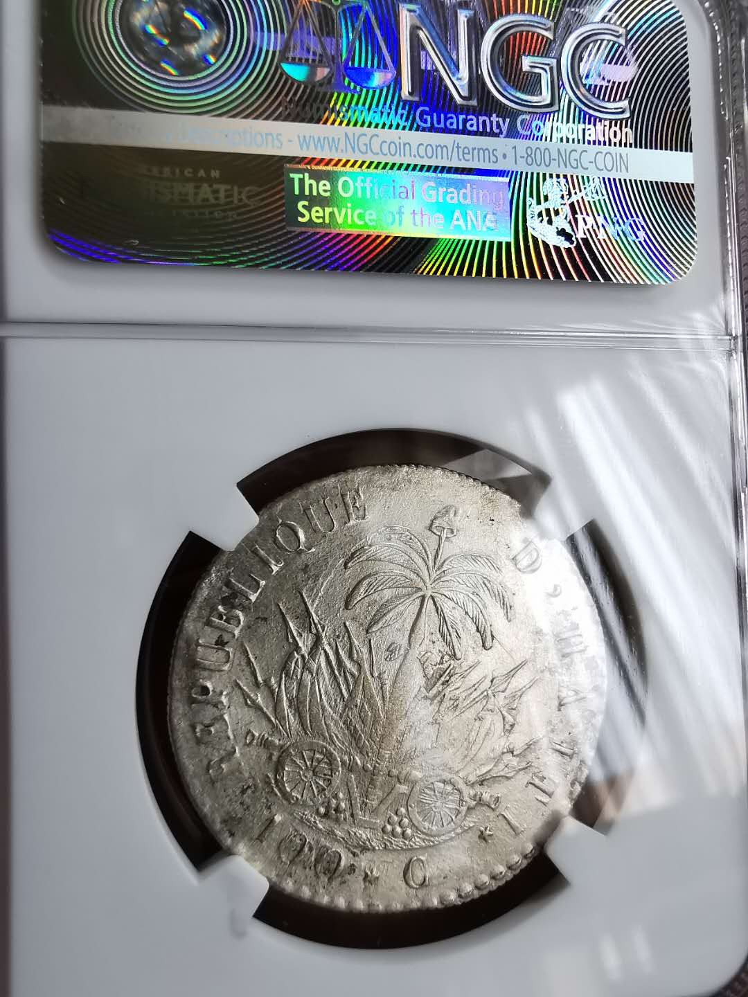 凡希社世界钱币微拍第一百三十三期 1800海地总统布瓦耶100分NGC-AUD