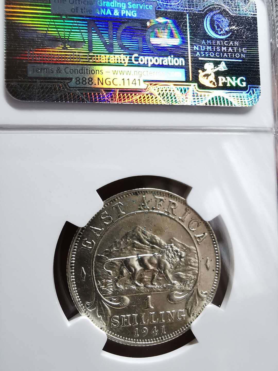 凡希社世界钱币微拍第一百三十三期 稀！1941I英属东非乔六先令NGC-MS63 RARE！