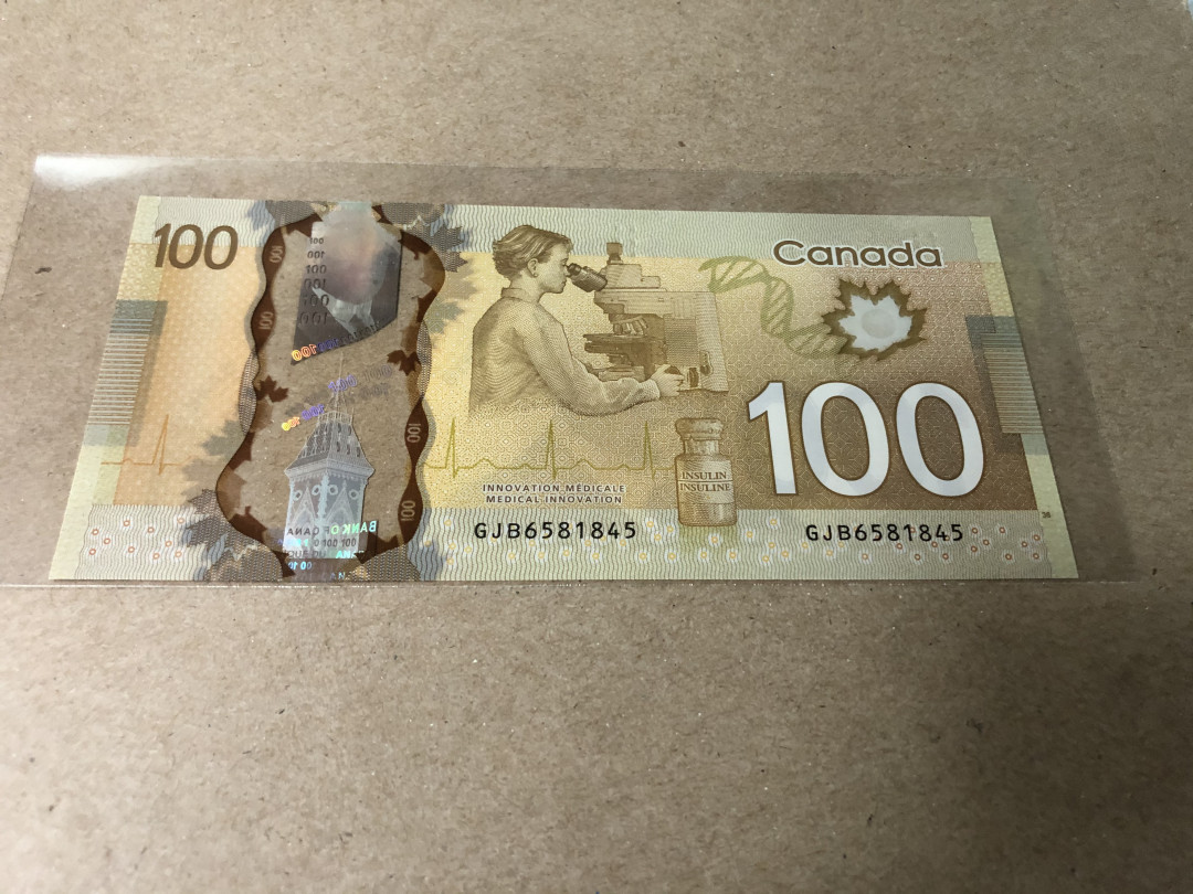 【Blue Auction】世界纸币精拍第23期—— 锡兰佛国(共50拍） 加拿大 2011年100元 全新UNC 塑料钞 