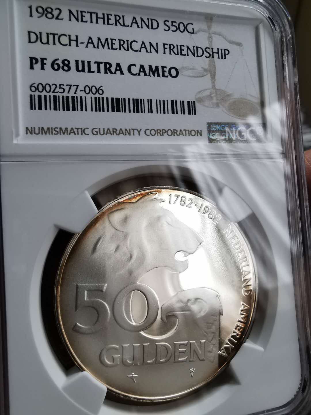 凡希社世界钱币微拍第一百三十三期 1982荷兰荷美友谊纪念大银NGC-PF68UC