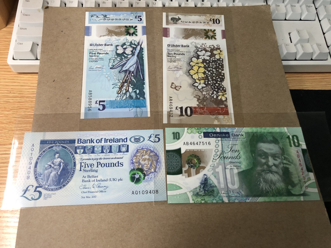 【Blue Auction】世界纸币精拍第23期—— 锡兰佛国(共50拍） 【一组4张】北爱尔兰新版 5镑*2&10镑*2 全新UNC 非常漂亮