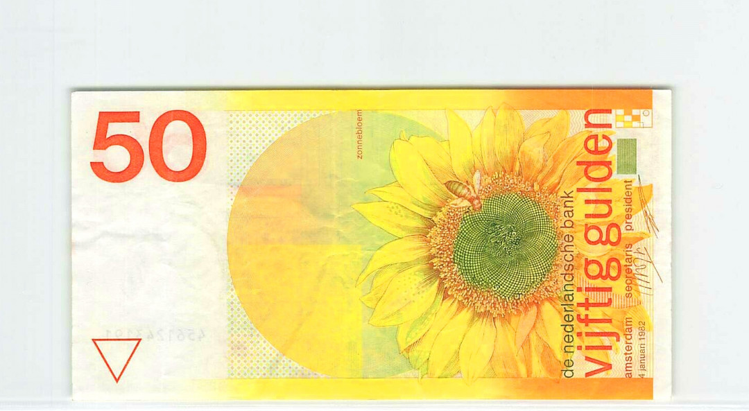 【Blue Auction】世界纸币精拍第23期—— 锡兰佛国(共50拍） 荷兰 1982年50盾 经典向日葵 品相如图 精美