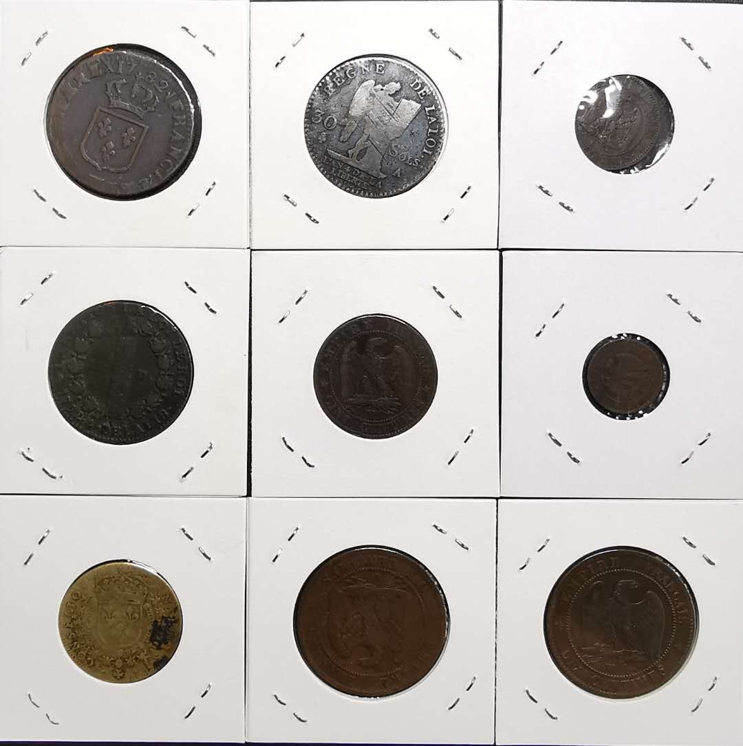凡希社世界钱币微拍第一百三十三期 法国银铜辅币一组九枚