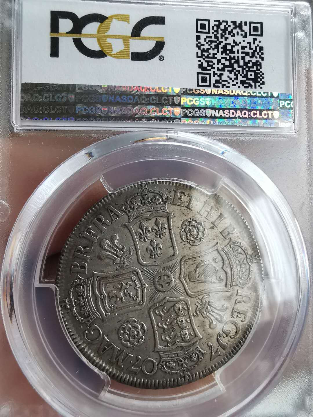 凡希社世界钱币微拍第一百三十三期 荐！1707英国安娜女王半克朗PCGS-AU53包浆绝美深打收藏级！