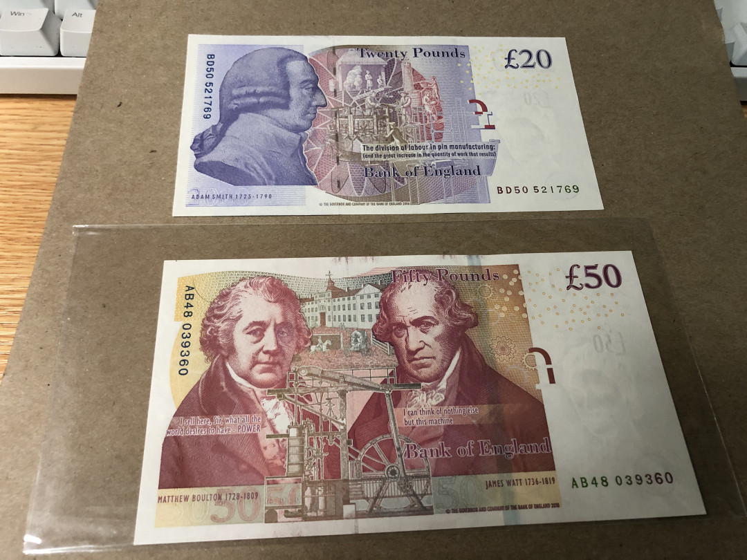 【Blue Auction】世界纸币精拍第23期—— 锡兰佛国(共50拍） 【一组2张】英国 F序列 20镑&50镑 全新UNC