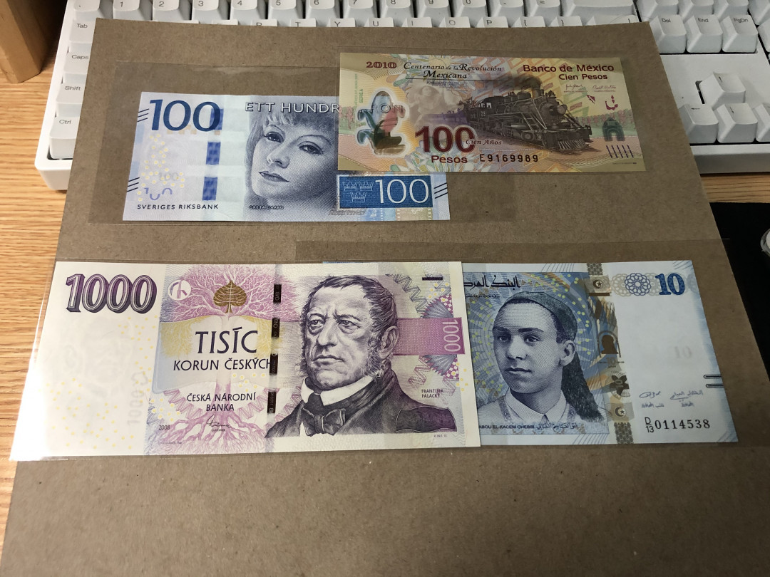 【Blue Auction】世界纸币精拍第23期—— 锡兰佛国(共50拍） 【一组4张】瑞典、墨西哥、突尼斯、捷克纸币一组 全新UNC