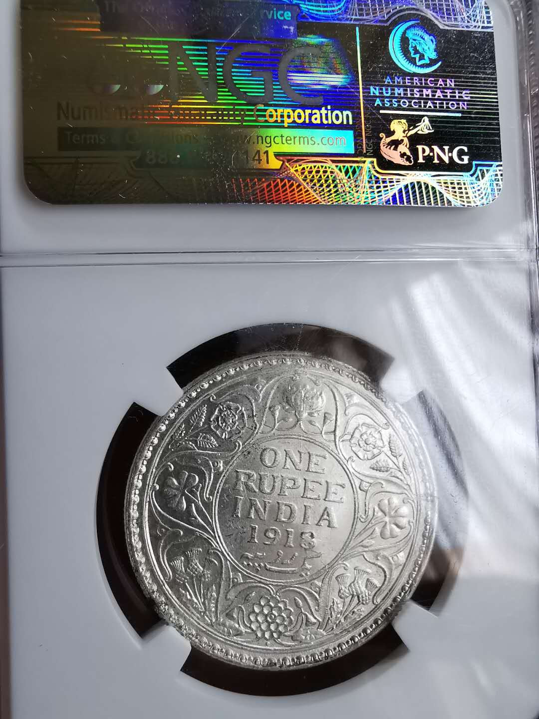 凡希社世界钱币微拍第一百三十三期 1918英属印度乔五卢比NGC-MS62