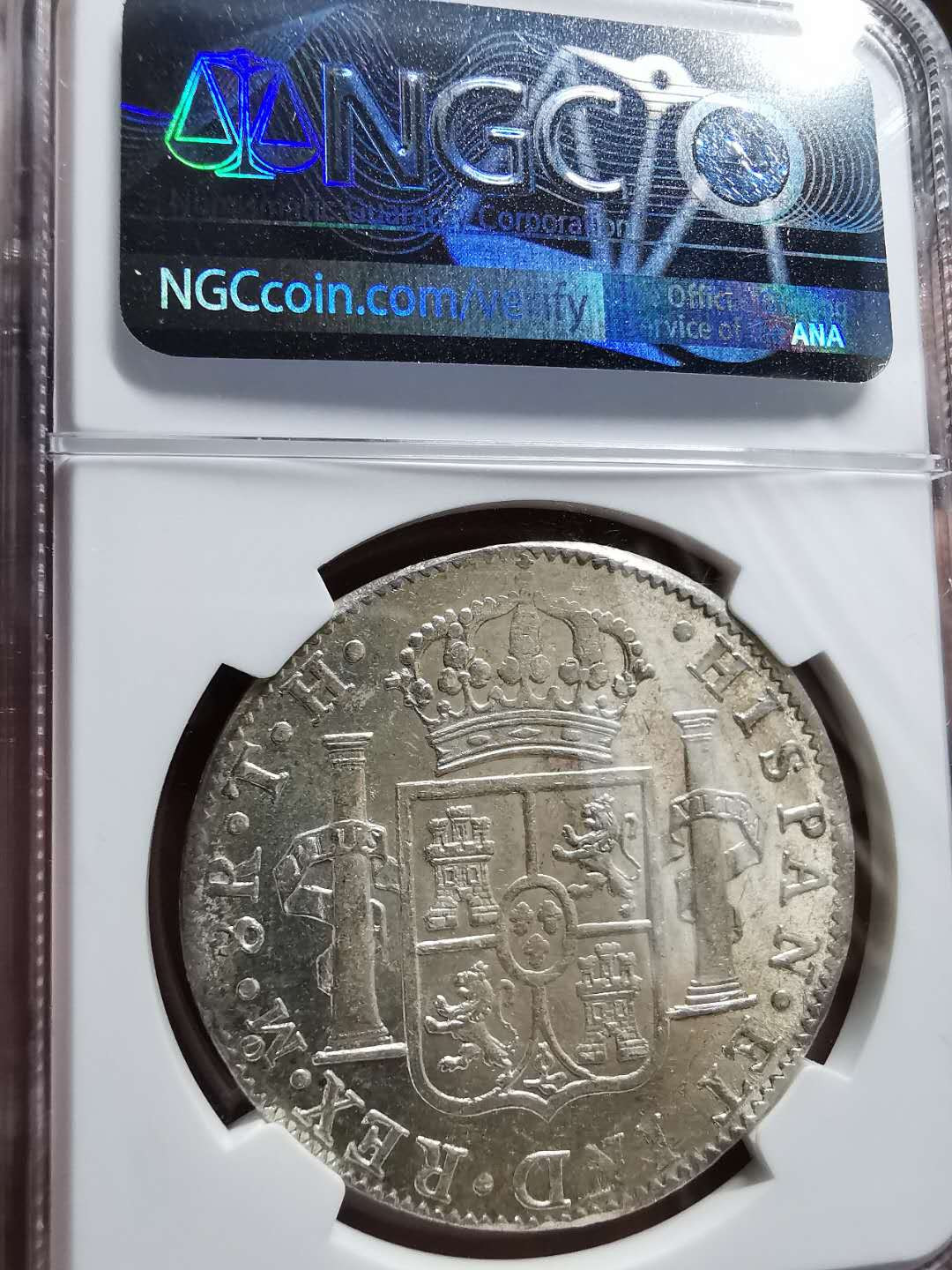 凡希社世界钱币微拍第一百三十三期 荐！1808墨西哥卡四双柱NGC-MS61满打银光！