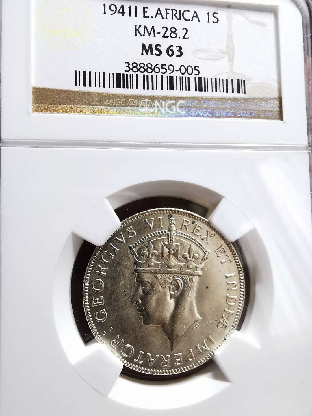 凡希社世界钱币微拍第一百三十三期 稀！1941I英属东非乔六先令NGC-MS63 RARE！