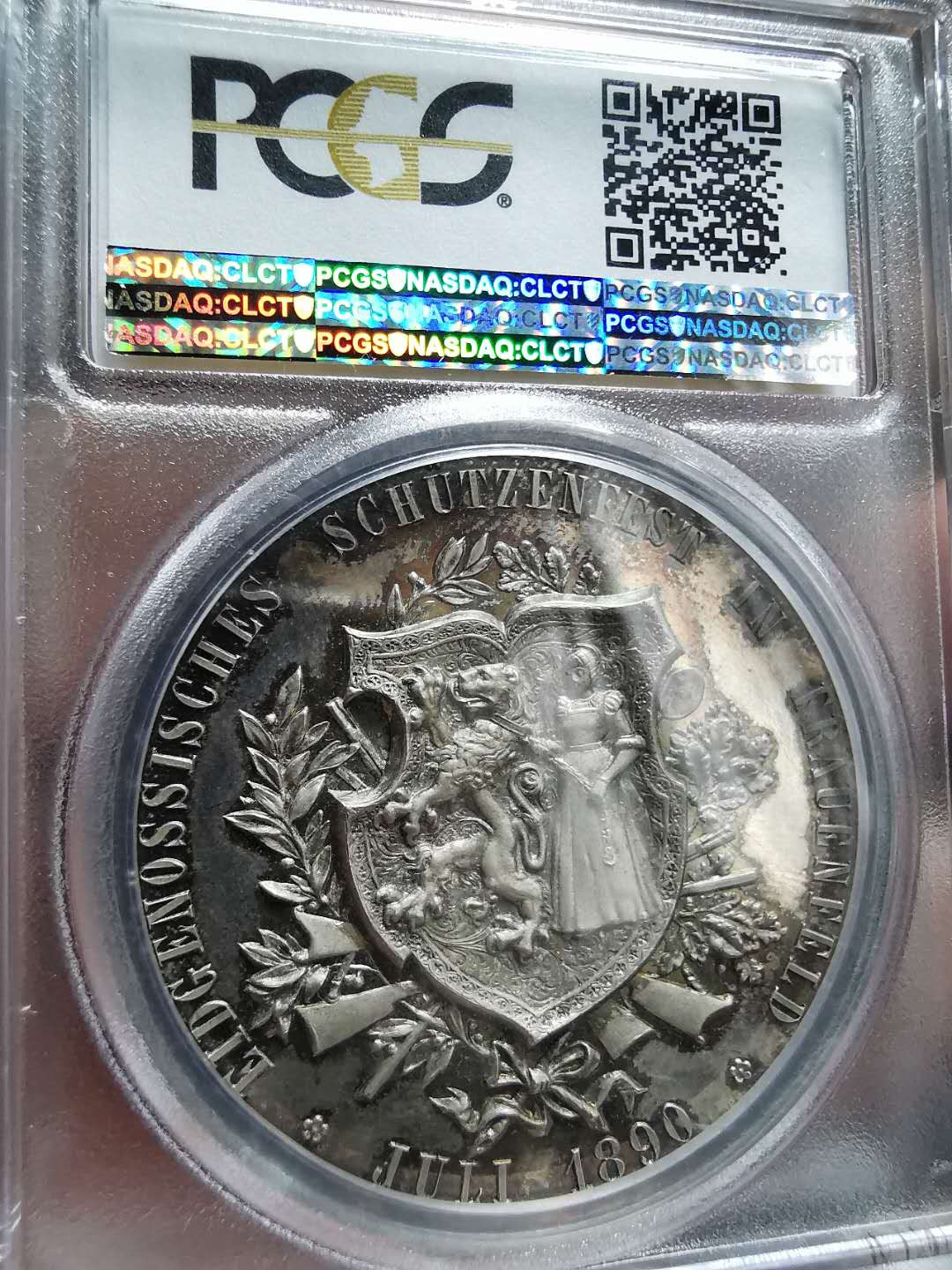 凡希社世界钱币微拍第一百三十三期 稀！1890瑞士图尔高射击节银章PCGS-SP63