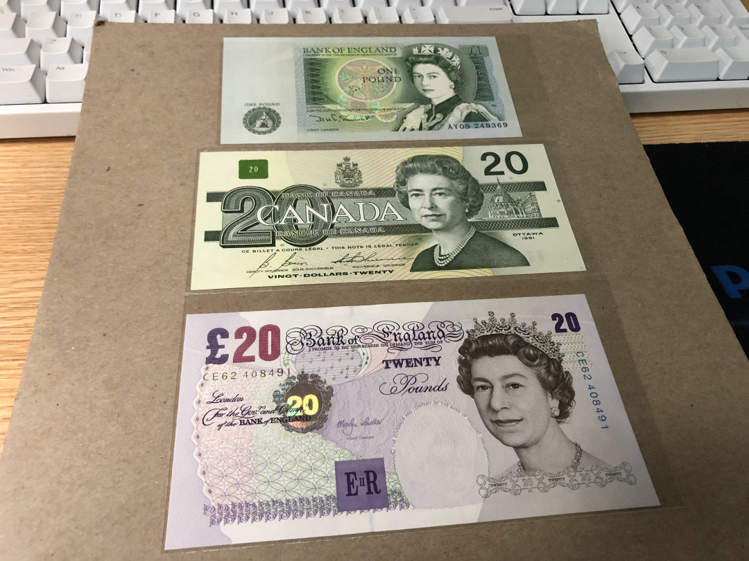 【Blue Auction】世界纸币精拍第23期—— 锡兰佛国(共50拍） 【一组3张】英国 20镑、1镑 全新UNC&加拿大 1991年20元 全新UNC