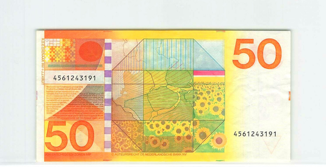 【Blue Auction】世界纸币精拍第23期—— 锡兰佛国(共50拍） 荷兰 1982年50盾 经典向日葵 品相如图 精美