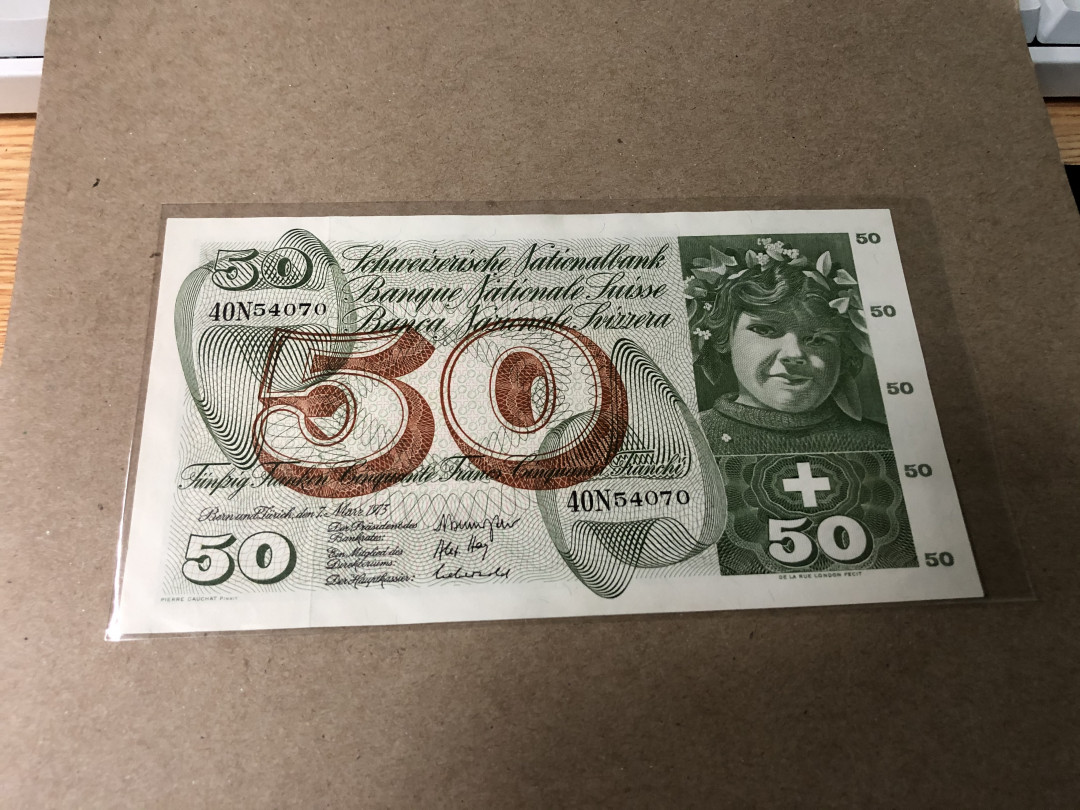 【Blue Auction】世界纸币精拍第23期—— 锡兰佛国(共50拍） 瑞士 1973年50法郎 全新UNC  