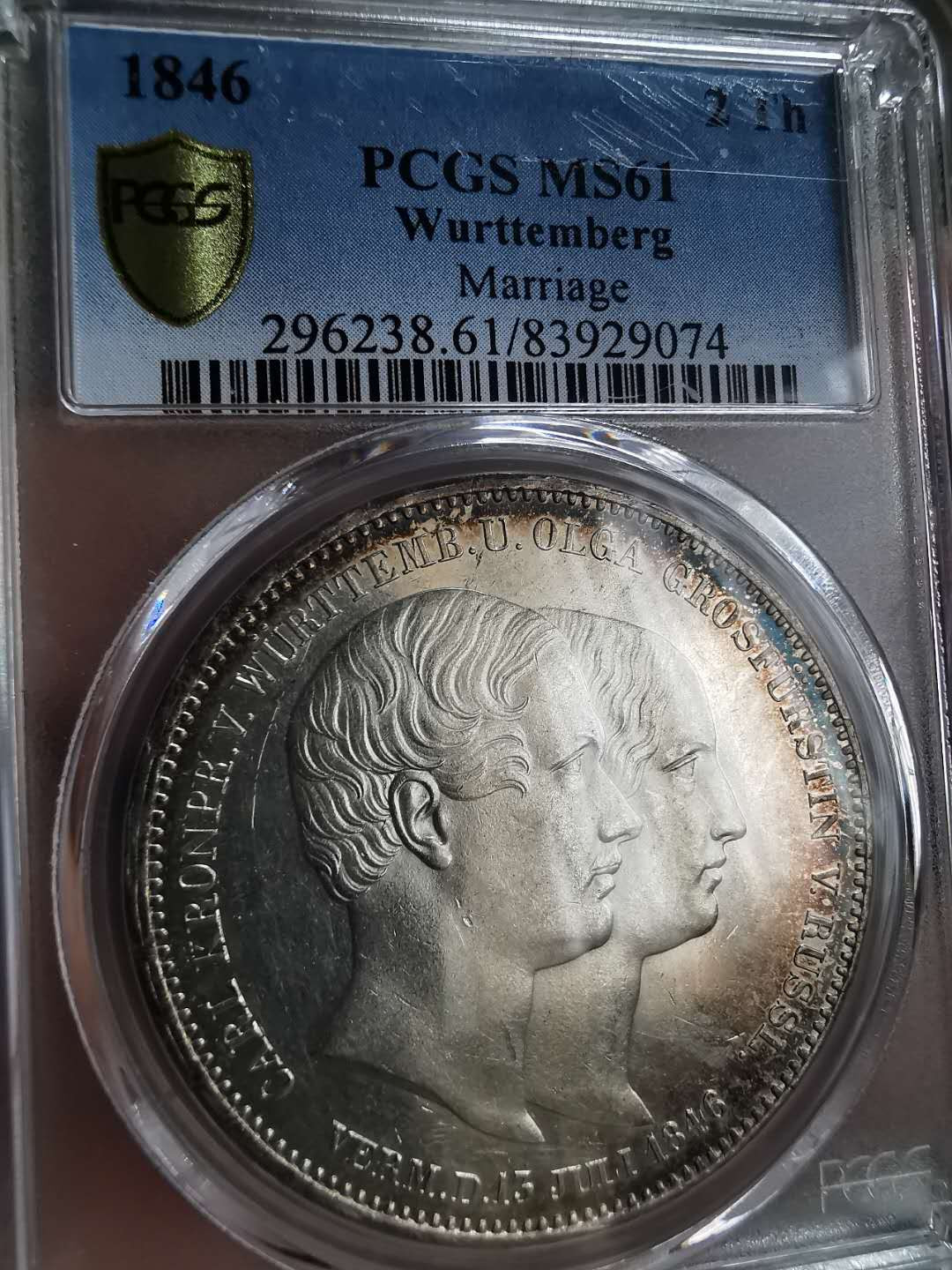 凡希社世界钱币微拍第一百三十三期 荐！1846符腾堡结婚纪念2泰勒PCGS-MS61
