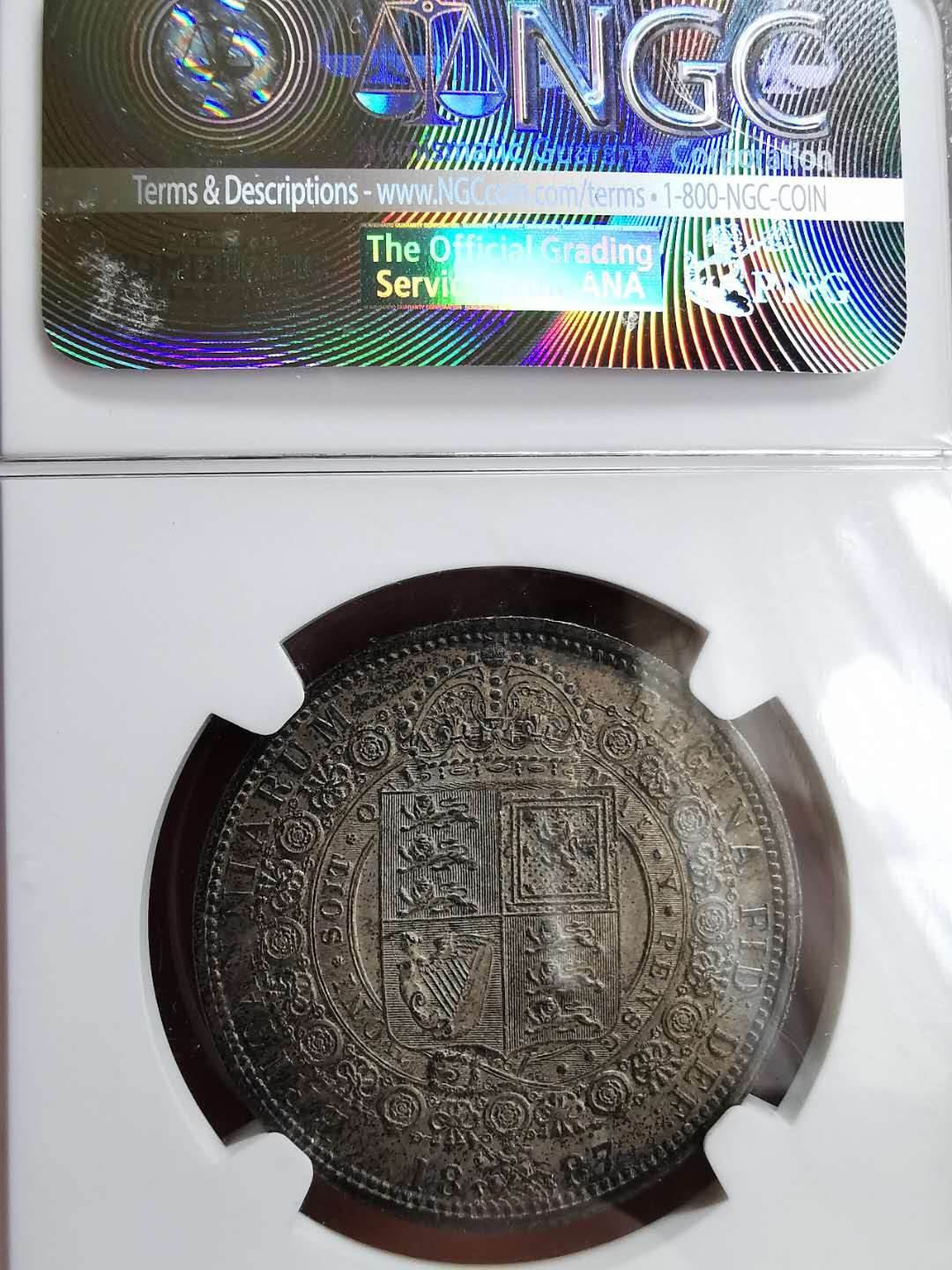 凡希社世界钱币微拍第一百三十三期 1887英国老维半克朗NGC-MS61深色包浆！