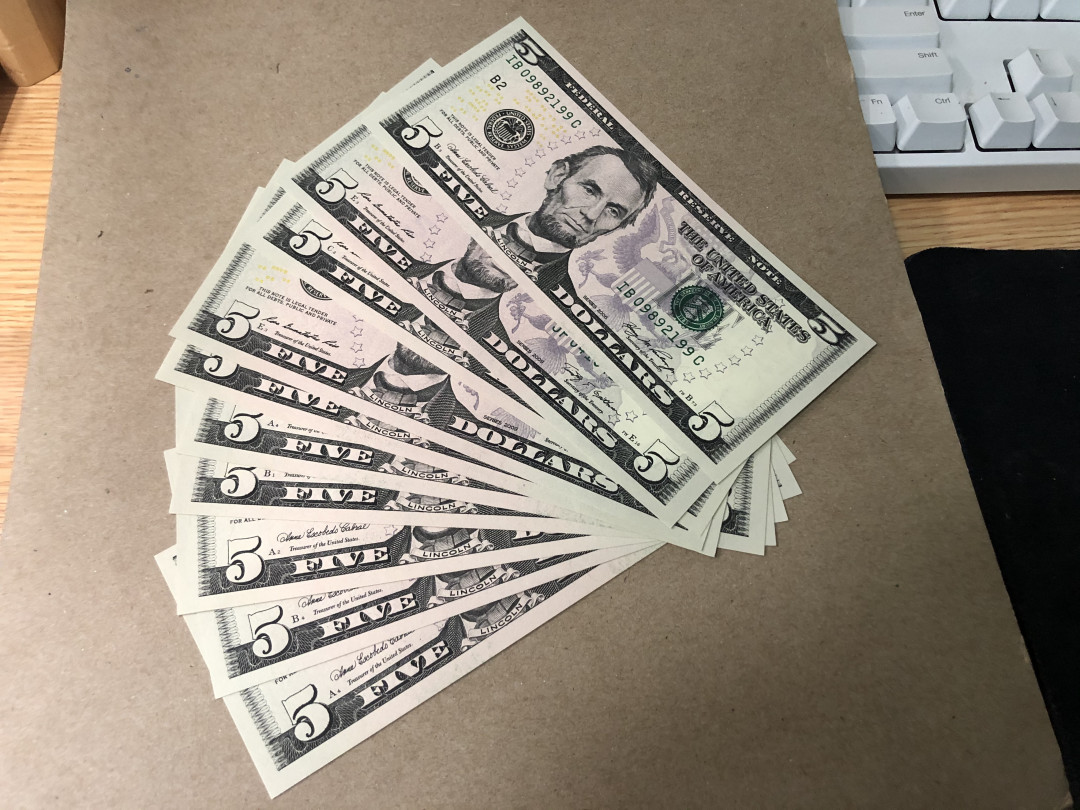 【Blue Auction】世界纸币精拍第23期—— 锡兰佛国(共50拍） 【一组10张】美国 2006-2009年 5美金 UNC/UNC- 