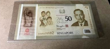 【Blue Auction】世界纸币精拍第23期—— 锡兰佛国(共50拍） 【一组6张全套】新加坡独立50周年塑料纪念钞2015年 50元&10元*5 全新UNC