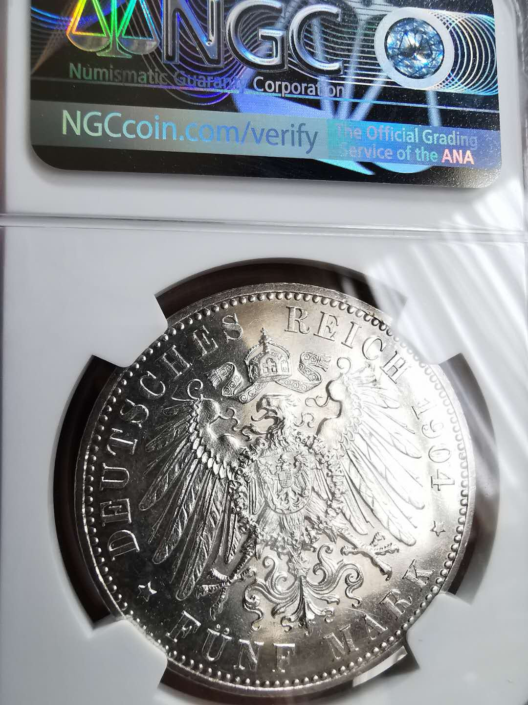 凡希社世界钱币微拍第一百三十三期 1904梅克伦堡5马克大银NGC-MS61