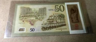 【Blue Auction】世界纸币精拍第23期—— 锡兰佛国(共50拍） 【一组6张全套】新加坡独立50周年塑料纪念钞2015年 50元&10元*5 全新UNC