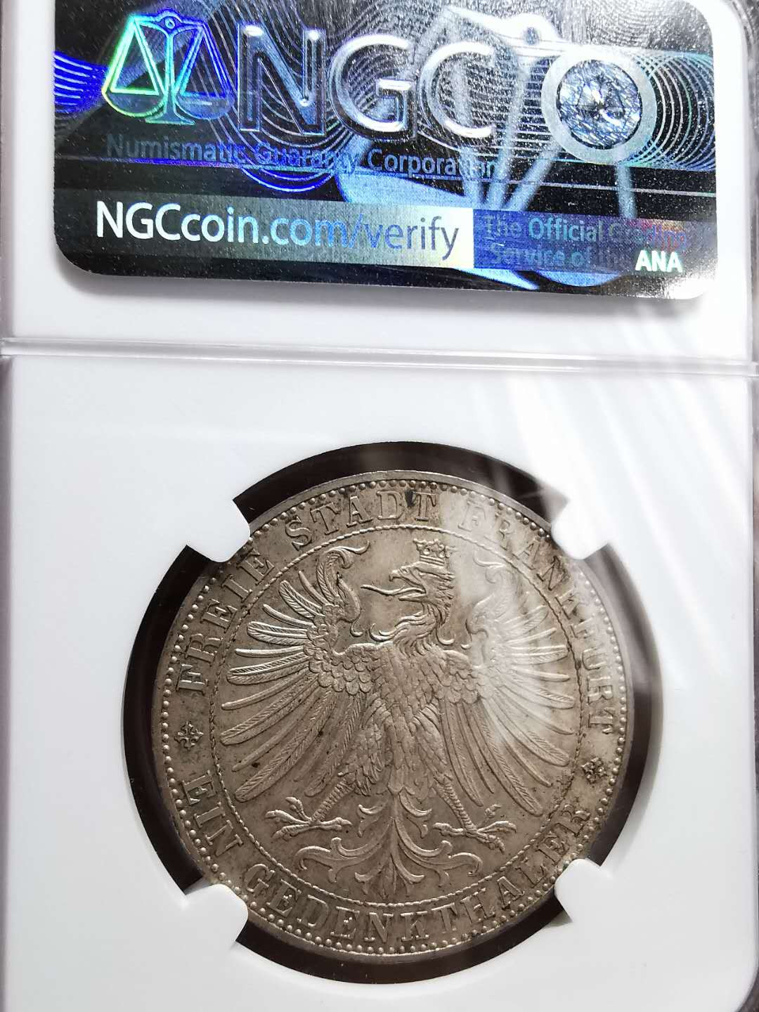 凡希社世界钱币微拍第一百三十三期 荐！1863法兰克福王子会议纪念泰勒NGC-MS64绝美淡彩包浆！