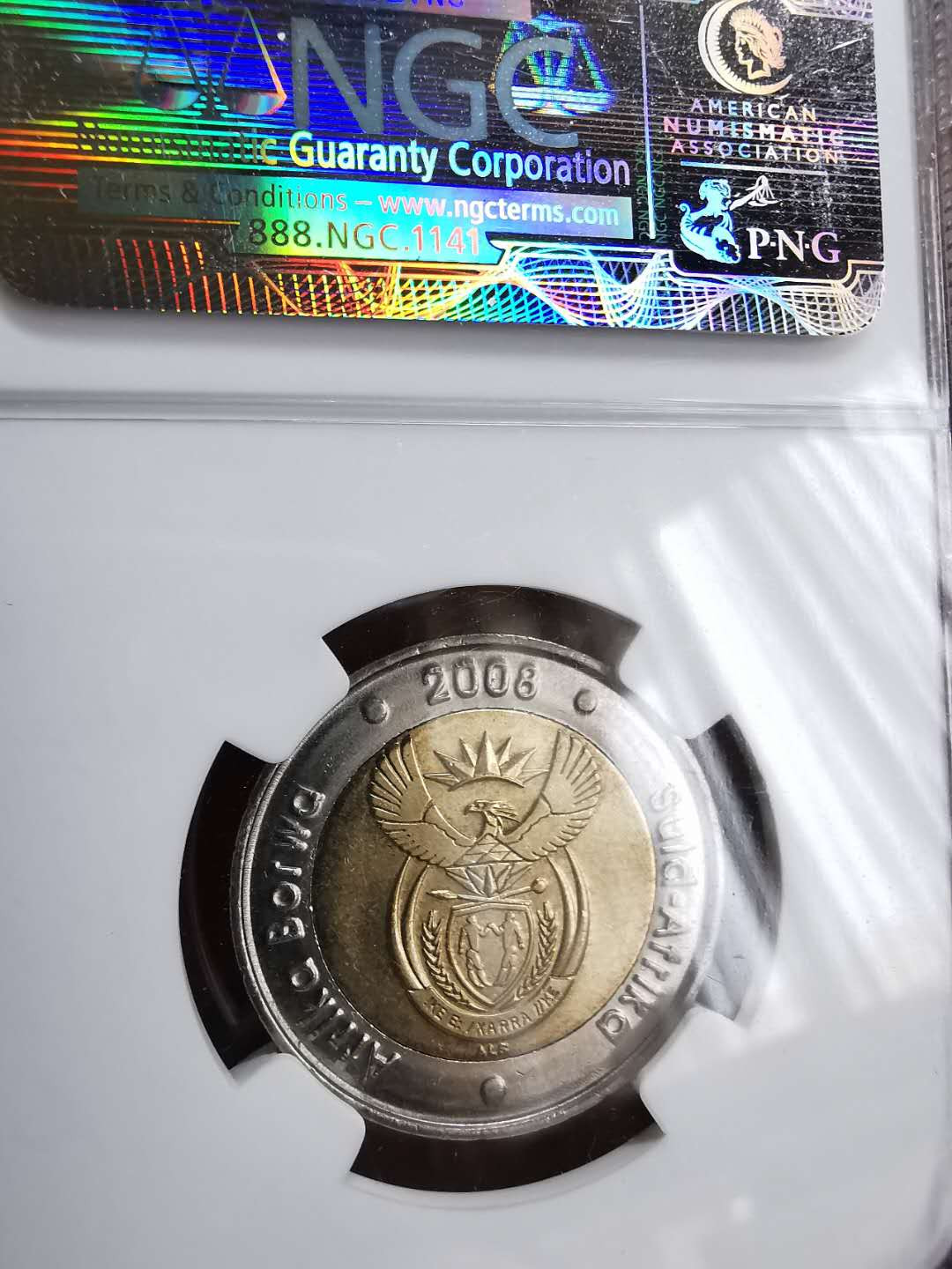 凡希社世界钱币微拍第一百三十三期 2008南非曼德拉双色5兰特NGC-MS64
