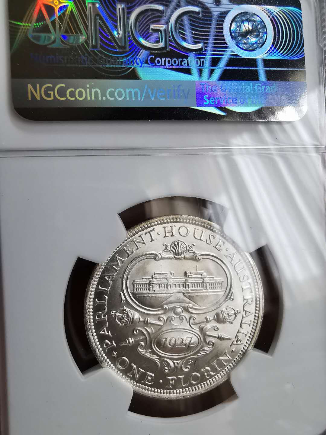 凡希社世界钱币微拍第一百三十三期 1927澳大利亚议会大厦纪念2先令NGC-MS64