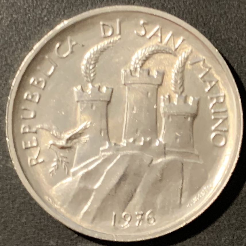 紫瑗钱币——微拍第106期 圣马力诺 1976年 社会保障 500里拉 11克 0.835银 UNC