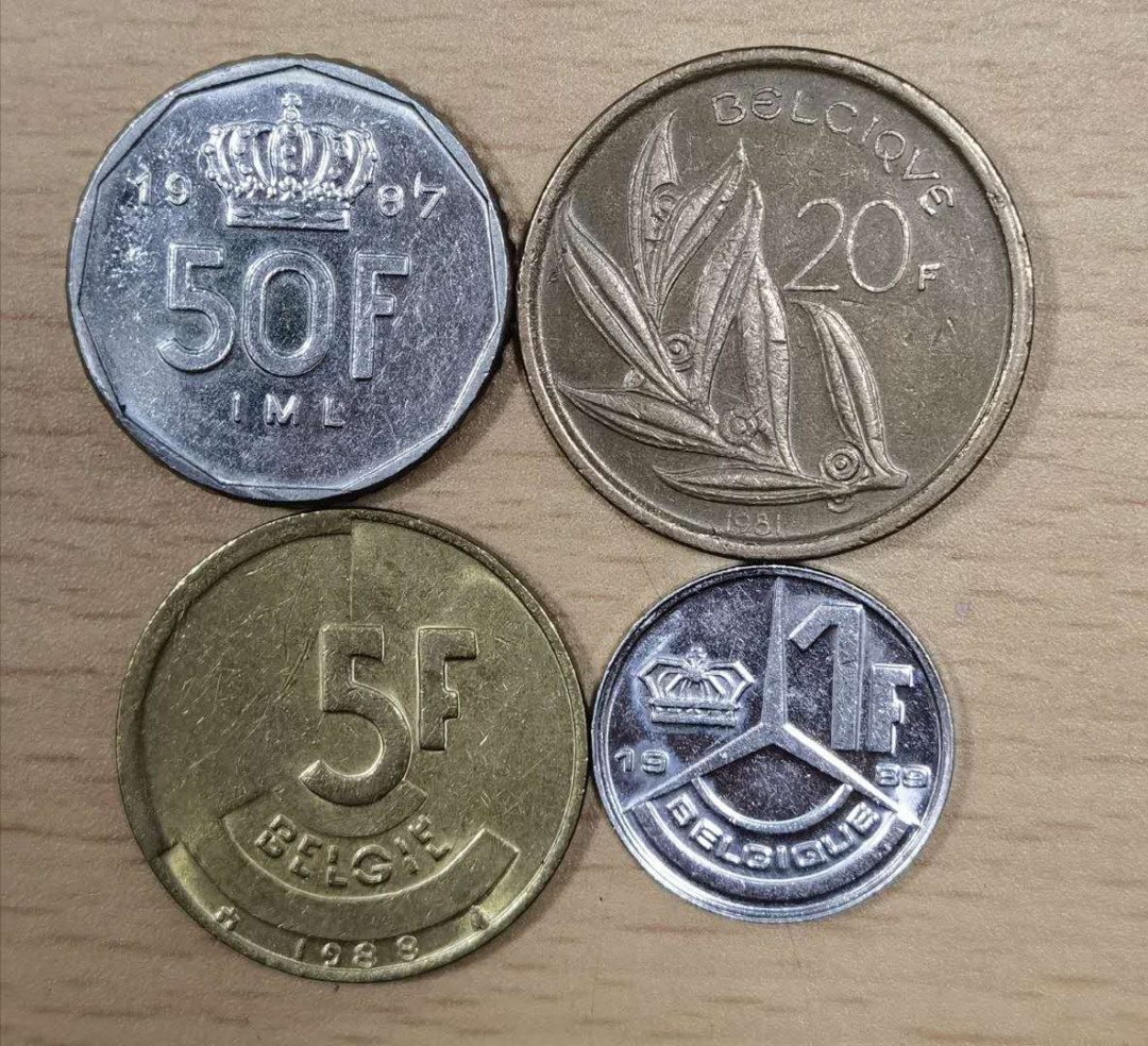 北京马甸外币专卖微拍第二十四期，非贵金属纪念币，流通币专场，陆续上新，欢迎关注 比利时流通4枚/套，品相如图