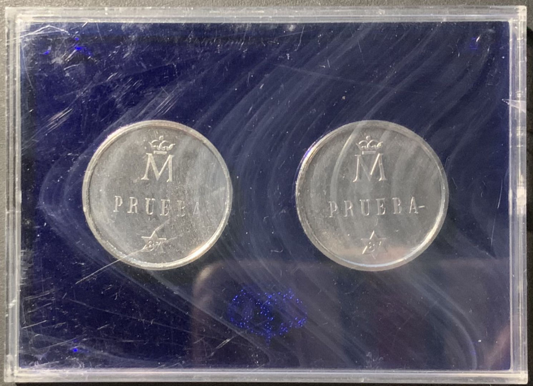 紫瑗钱币——微拍第106期 西班牙 1987年 500比塞塔 样币 2枚一套 原厂盒