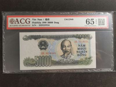 【鲸贝乐淘】千字文·第“守真志满，逐物意移”号拍卖·CICE钱币博览会专场 - 【越南🇻🇳 】1990年50000盾，稀有年份版，苏联末期代印，爱藏65E