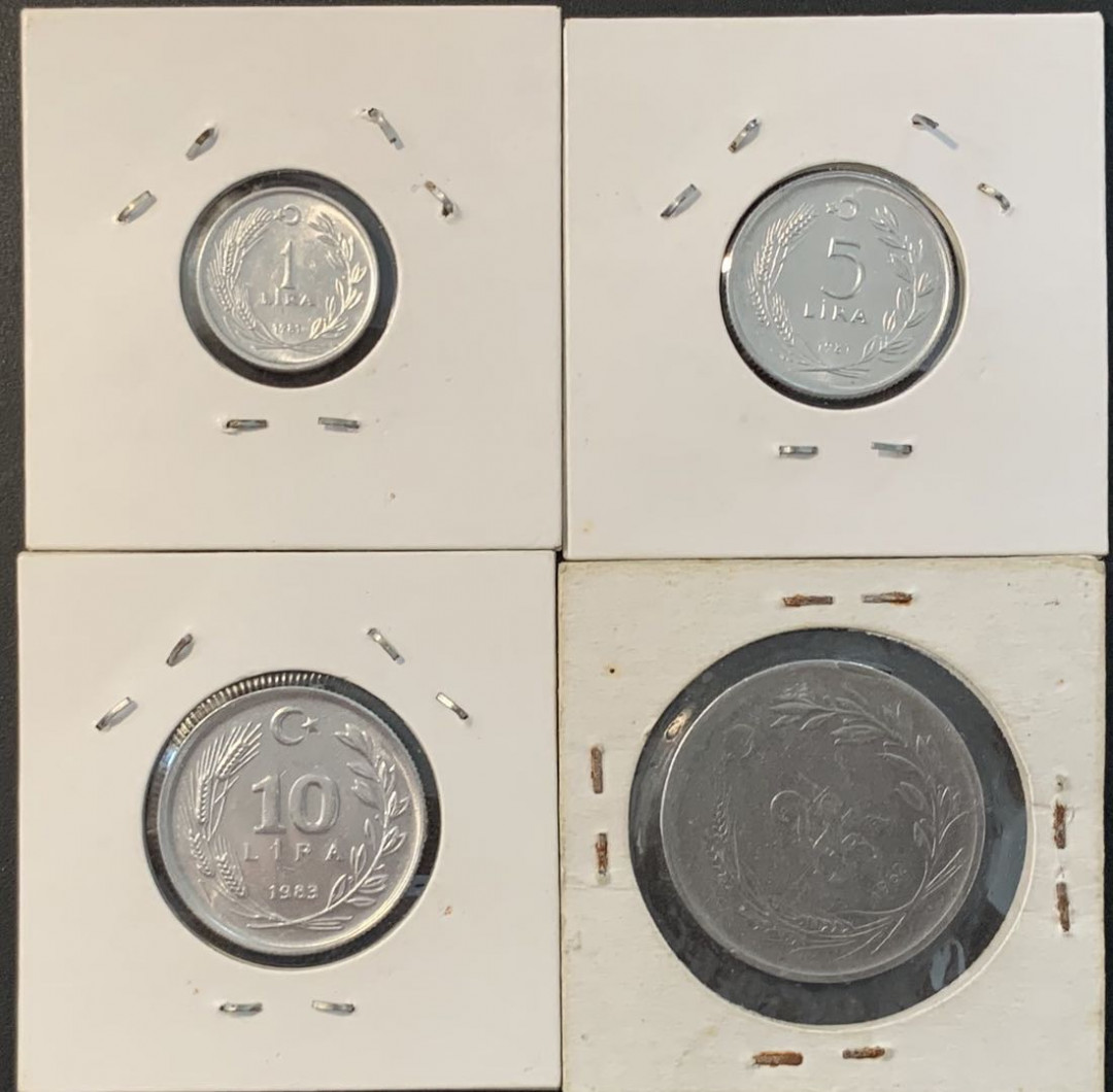 紫瑗钱币——微拍第106期 土耳其 早期纪念币 1 2.5 5 10里拉 4枚一组