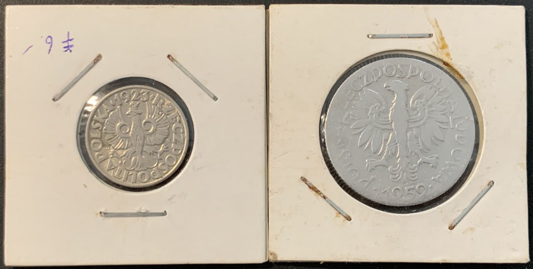 紫瑗钱币——微拍第106期 波兰 早期 20格罗森 5兹罗提 2枚一组