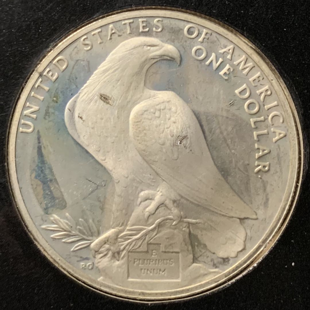 紫瑗钱币——微拍第106期 美国 1984年  洛杉矶奥运会 场馆 1元 26.73克 0.9银 精制 原卡装